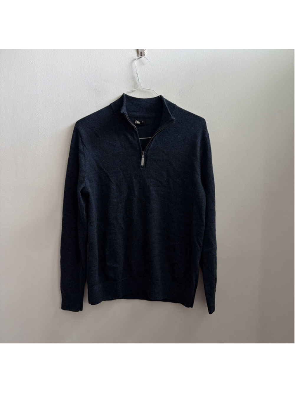 The Commons Mens Navy Blue 100% Merino Wool 1/4 Zip Sweater Large MGS10020